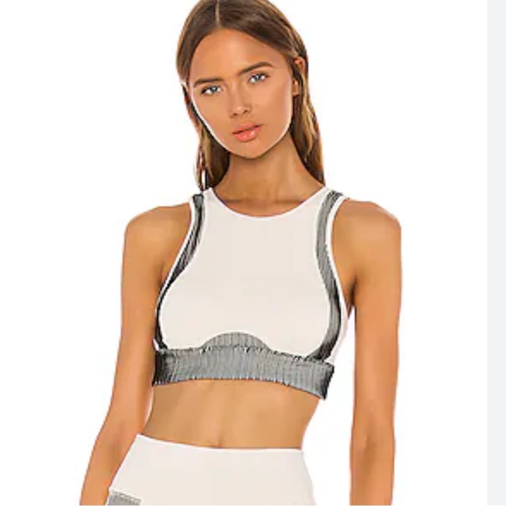 ALO Yoga White and Gray Sports Bra